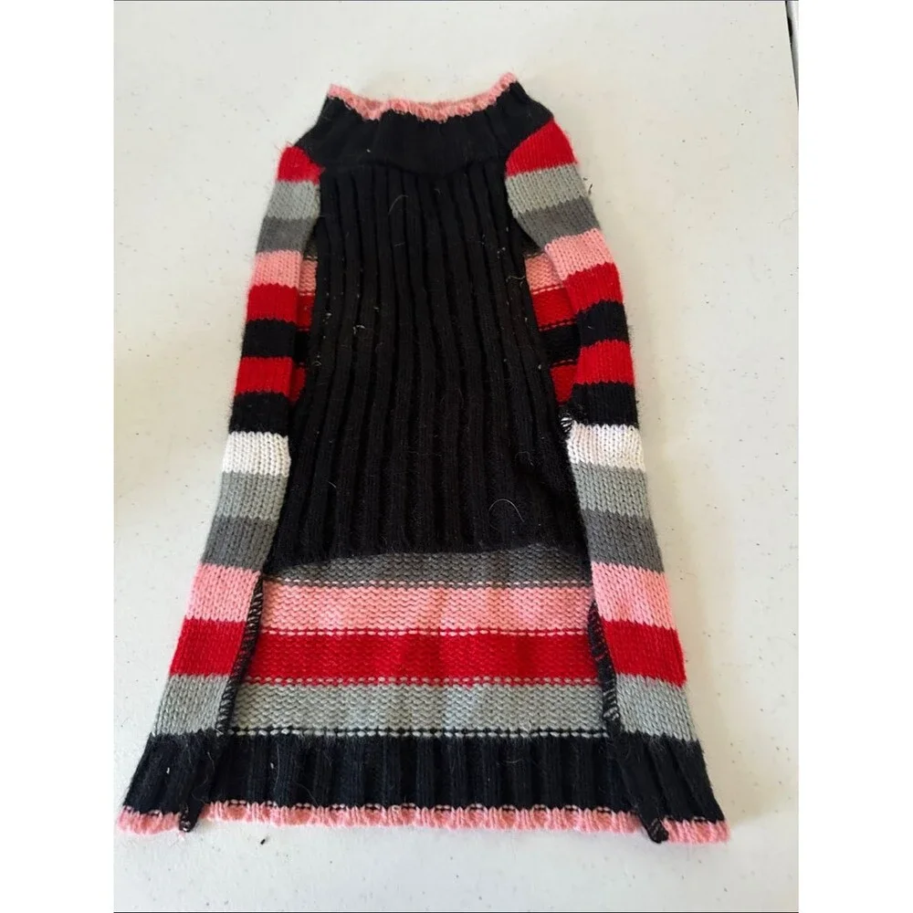 Unbranded Colorful Striped Dog Pullover – M Knit Acrylic Yarn